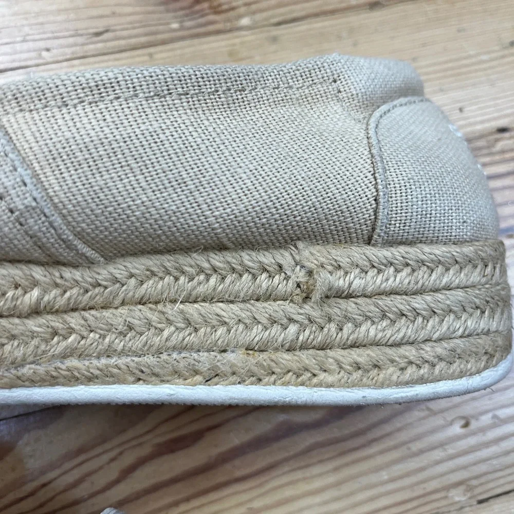 Skechers BOBS Highlights 2.0 Natural Canvas Espadrille Platform Shoes 8 boho tan